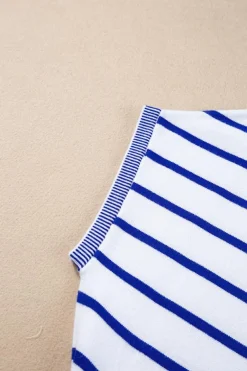 Online Dear-Lover Knitted Bat Sleeve T Shirt Sky Blue Stripe