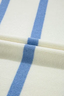 Discount Dear-Lover Split V Neck Collared Ribbed Sweater Vest Sky Blue Stripe