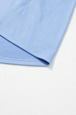 Online Dear-Lover Textured V Neck Flutter Sleeve Ruffled Maxi Dress Sky Blue
