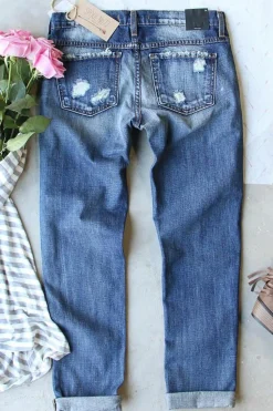 Fashion Dear-Lover Valentines Day Heart Patchwork Jeans Sky Blue