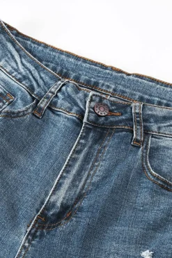Fashion Dear-Lover Valentines Day Heart Patchwork Jeans Sky Blue