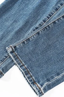 Fashion Dear-Lover Valentines Day Heart Patchwork Jeans Sky Blue
