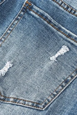 Fashion Dear-Lover Valentines Day Heart Patchwork Jeans Sky Blue