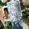 Best Dear-Lover Vintage Pattern Print Stainless Steel Portable Cup 40oz Sky Blue