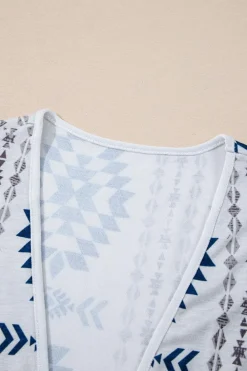 Best Dear-Lover Western Aztec Printed Open Front Long Cardigan Sky Blue