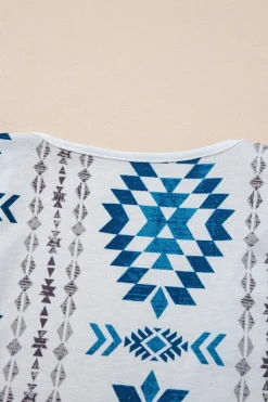 Best Dear-Lover Western Aztec Printed Open Front Long Cardigan Sky Blue