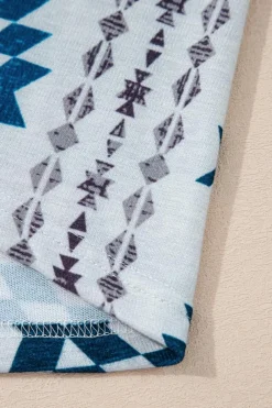 Best Dear-Lover Western Aztec Printed Open Front Long Cardigan Sky Blue
