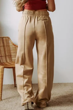 Online Dear-Lover Exposed Seam Drawstring High Waist Wide Leg Pants Smoke Gray