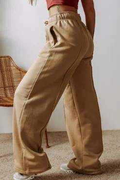 Online Dear-Lover Exposed Seam Drawstring High Waist Wide Leg Pants Smoke Gray