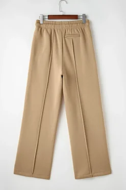Online Dear-Lover Exposed Seam Drawstring High Waist Wide Leg Pants Smoke Gray
