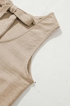 Online Dear-Lover Knot Scoop Back Ruffle Hem Sleeveless Mini Dress Smoke Gray