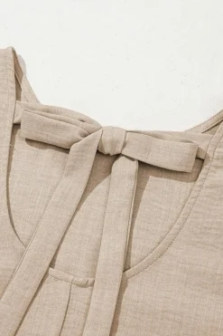 Online Dear-Lover Knot Scoop Back Ruffle Hem Sleeveless Mini Dress Smoke Gray