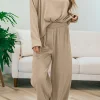 Clearance Dear-Lover Loose Textured Pullover and Pants Outfit Smoke Gray