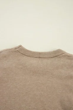 New Dear-Lover Pearled Drop Shoulder Round Neck Sweater Smoke Gray