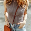 Discount Dear-Lover Ribbed Crew Neck Sweater Vest Smoke Gray