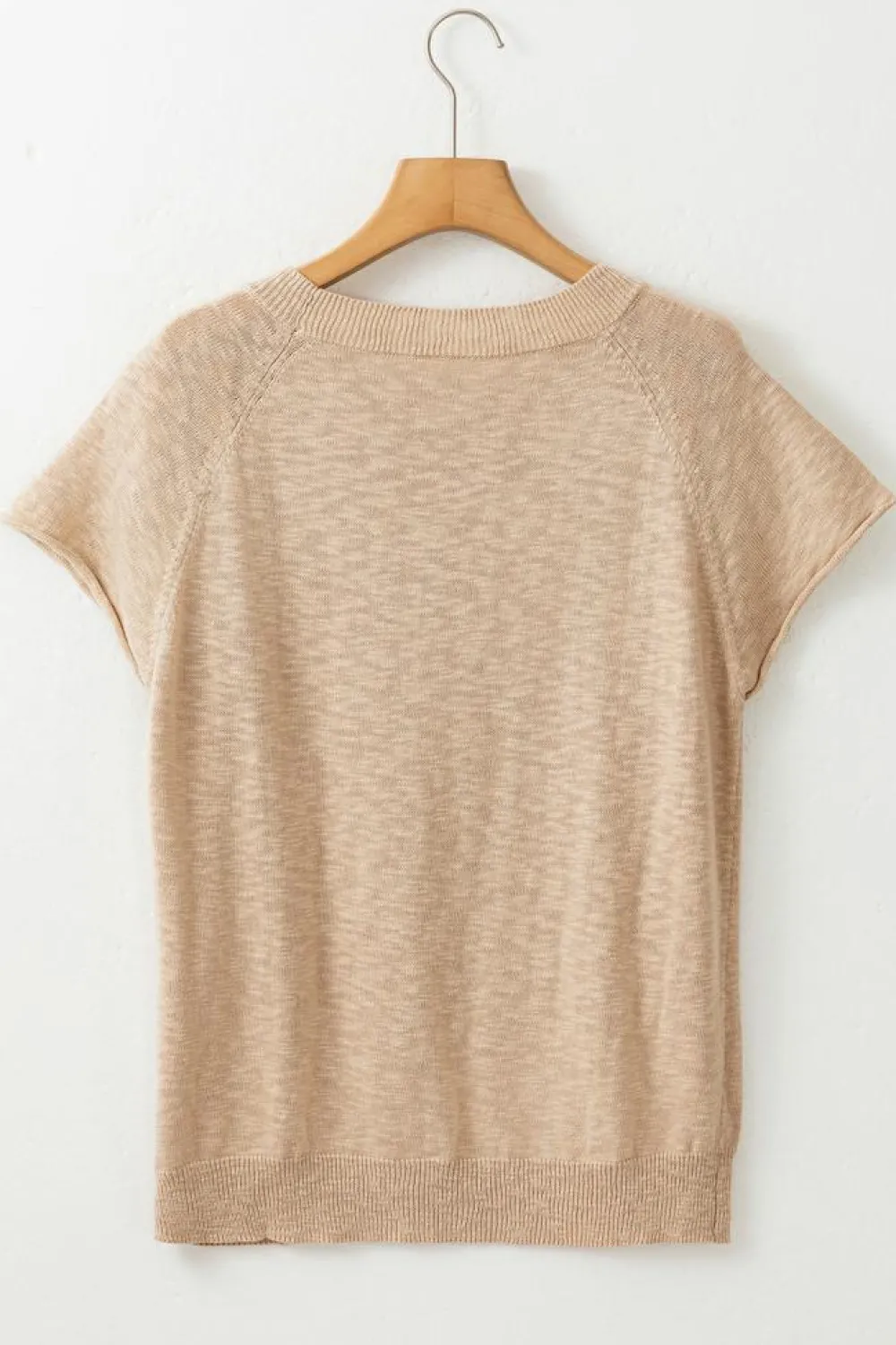 Online Dear-Lover Ribbed Raglan Short Sleeve Sweater Smoke Gray