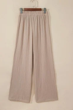 Discount Dear-Lover Textured Loose Fit Drawstring High Waist Pants Smoke Gray