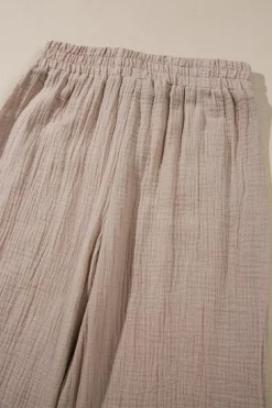 Discount Dear-Lover Textured Loose Fit Drawstring High Waist Pants Smoke Gray