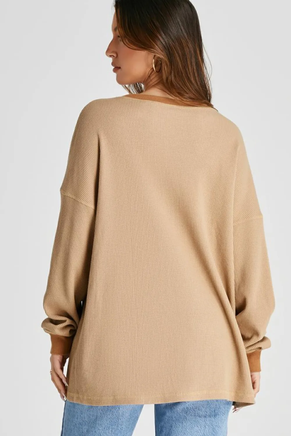 Discount Dear-Lover Thermal Pullover Loose Sweatshirt Smoke Gray