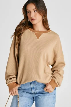 Discount Dear-Lover Thermal Pullover Loose Sweatshirt Smoke Gray