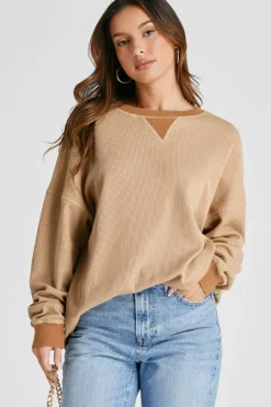 Discount Dear-Lover Thermal Pullover Loose Sweatshirt Smoke Gray