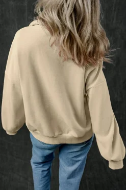 New Dear-Lover Zip-up Stand Neck Kangaroo Pocket Sweatshirt Smoke Gray