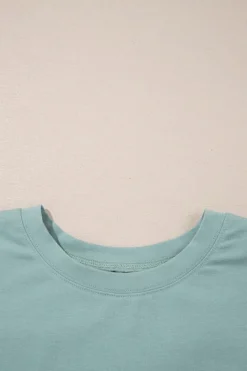 Hot Dear-Lover Frayed Denim Star Patched Oversize T Shirt Smoke Green