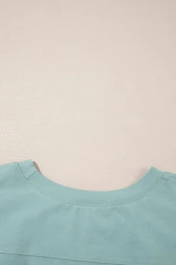 Hot Dear-Lover Frayed Denim Star Patched Oversize T Shirt Smoke Green