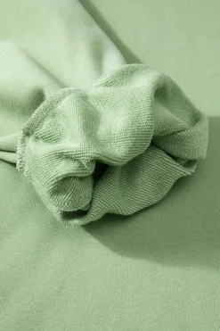 Best Dear-Lover Solid O Neck High Low Hem Pullover Sweatshirt Smoke Green
