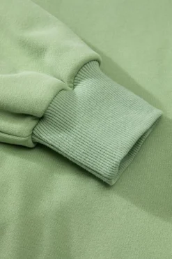 Best Dear-Lover Solid O Neck High Low Hem Pullover Sweatshirt Smoke Green