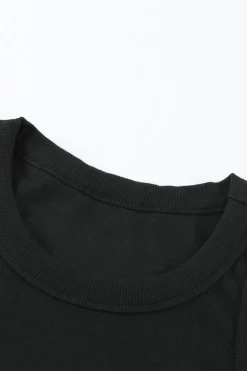 Outlet Dear-Lover Solid Round Neck Ribbed Tank Top Black