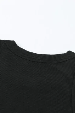Outlet Dear-Lover Solid Round Neck Ribbed Tank Top Black
