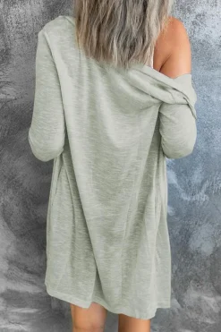 Hot Dear-Lover Solid Color Open-Front Buttons Cardigan Gray