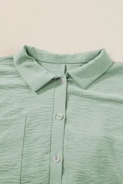 Clearance Dear-Lover Half Button Collared Loose Romper Spinach Green