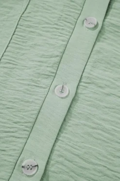 Clearance Dear-Lover Half Button Collared Loose Romper Spinach Green