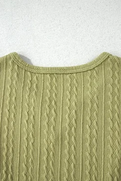 New Dear-Lover Textured Knit Slim Fit Notch V Neck T Shirt Spinach Green