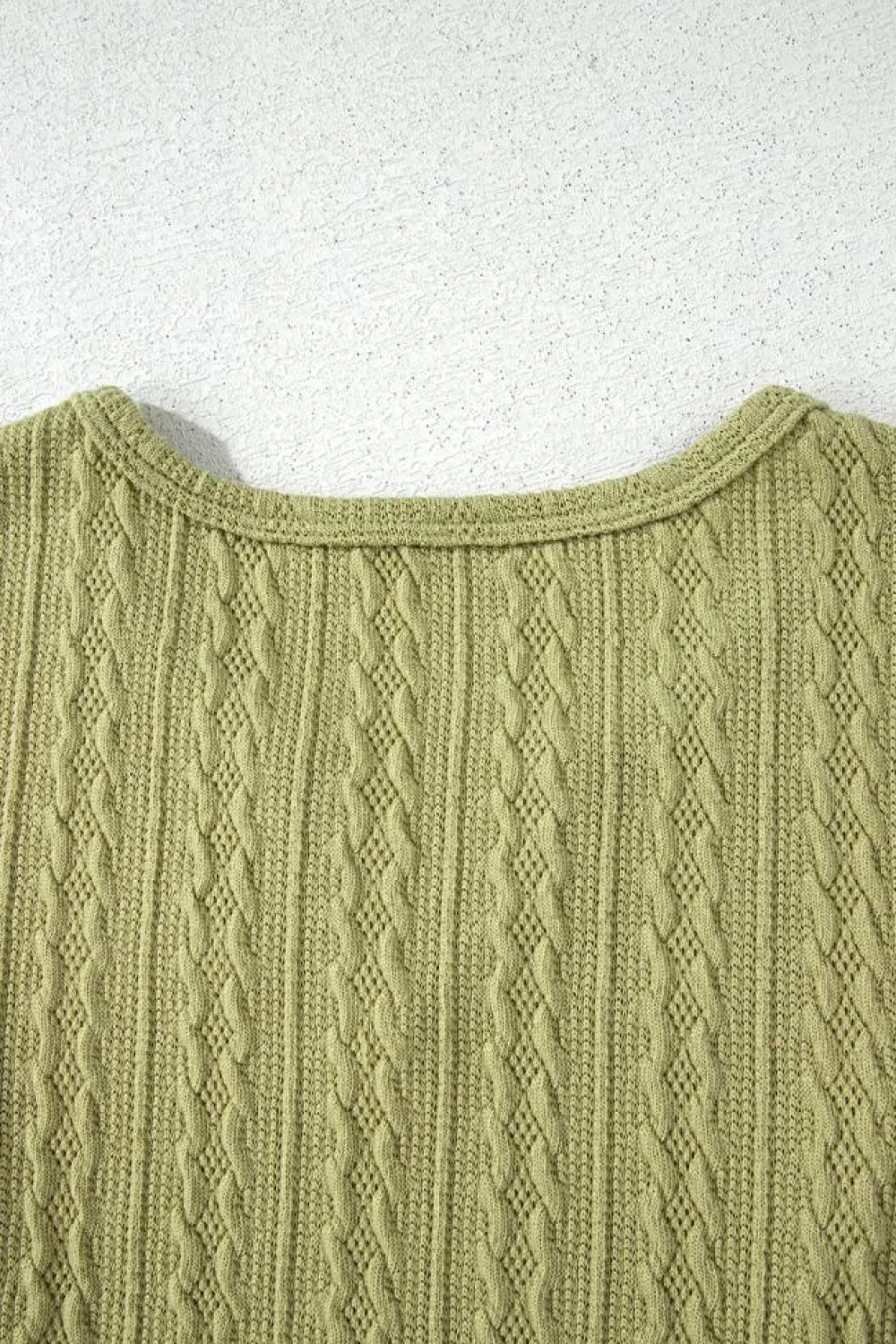 New Dear-Lover Textured Knit Slim Fit Notch V Neck T Shirt Spinach Green