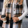 Fashion Dear-Lover Retro Plaid Button up Collared Vest Straw Yellow