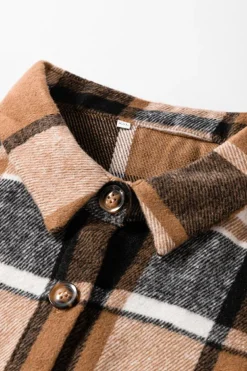 Fashion Dear-Lover Retro Plaid Button up Collared Vest Straw Yellow