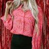 Fashion Dear-Lover Aesthetic Floral Puff Sleeve Shirt Strawberry Pink