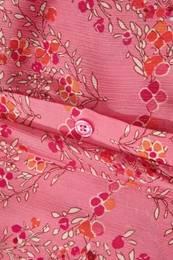 Fashion Dear-Lover Aesthetic Floral Puff Sleeve Shirt Strawberry Pink