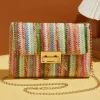 Hot Dear-Lover Bohemian Woven Gold Chain Shoulder Bag Strawberry Pink