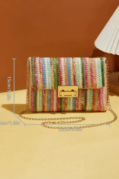Hot Dear-Lover Bohemian Woven Gold Chain Shoulder Bag Strawberry Pink