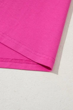 Discount Dear-Lover Casual Round Neck Bubble Sleeve T-shirt Strawberry Pink