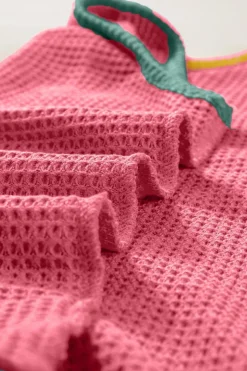 Hot Dear-Lover Color Block Patched Pocket Breathable Knit Tank Top Strawberry Pink
