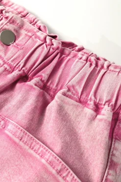 Best Dear-Lover Elastic High Waisted Denim Shorts Strawberry Pink