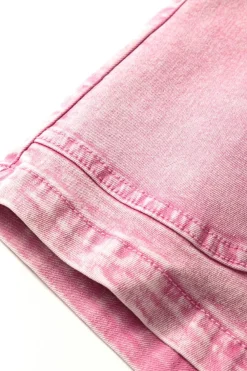 Best Dear-Lover Elastic High Waisted Denim Shorts Strawberry Pink