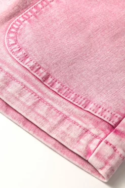Best Dear-Lover Elastic High Waisted Denim Shorts Strawberry Pink