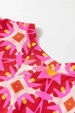 Outlet Dear-Lover Geo Print V-neck Maxi Dress Strawberry Pink