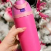 Fashion Dear-Lover Insulated Stainless Steel Tumbler with Carry Loop 16oz Strawberry Pink